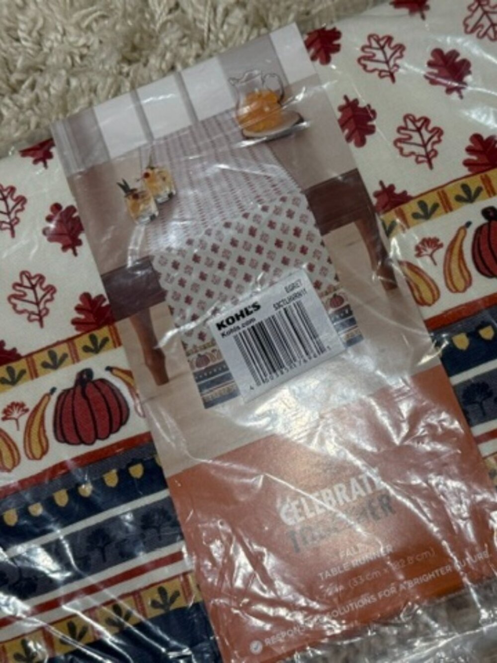 (2 for $25) CELEBRATE TOGETHER Fall Boho Print Table Runner  - NWT